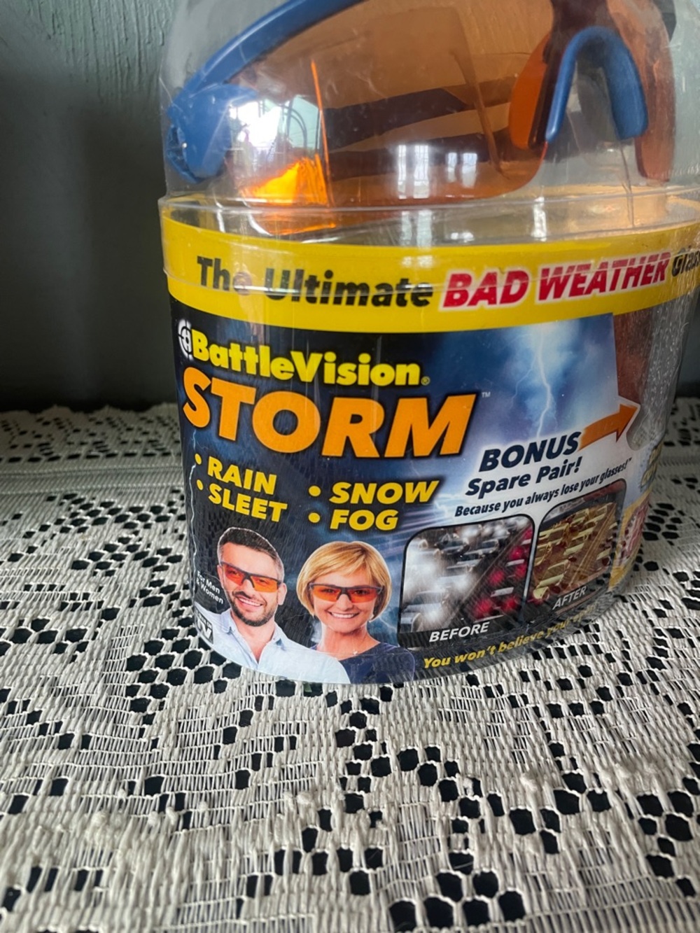 Blue Frame Orange Lens Storm Bad Weather Sunglasses - Picture 2 of 4